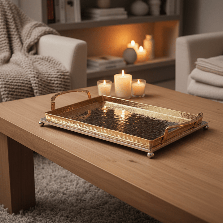 Serveringsbakke | 30x14 cm | Guld - Sølv - Løven Home