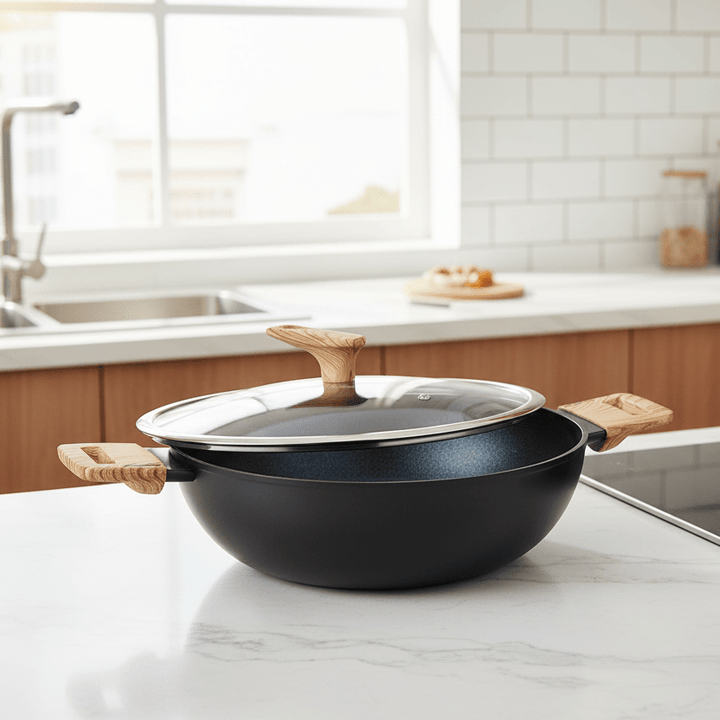 Serveringspande med låg 28 cm – Maple Wood - Løven Home