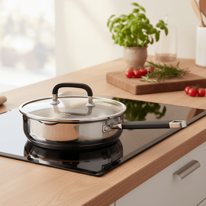 Stegepande Rustfrit Stål m/Låg 2,6 liter 24 cm - Løven Home