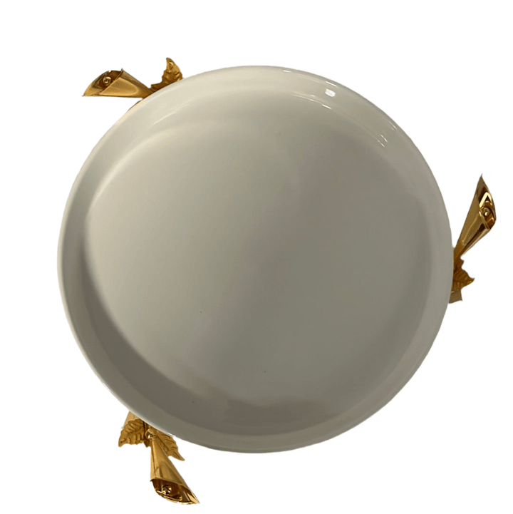 <strong>Almina</strong></br> <i>Kageopsats</i> </br>25 cm Hvid/guld porcelæn/metal - Løven Home