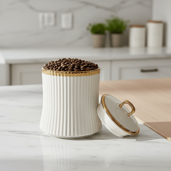 <strong>Almina</strong></br><i>Krydderisæt</i></br> Hvid/Guld i porcelæn - Løven Home