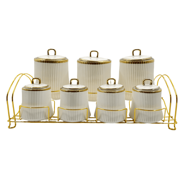 <strong>Almina</strong></br><i>Krydderisæt</i></br> Hvid/Guld i porcelæn - Løven Home