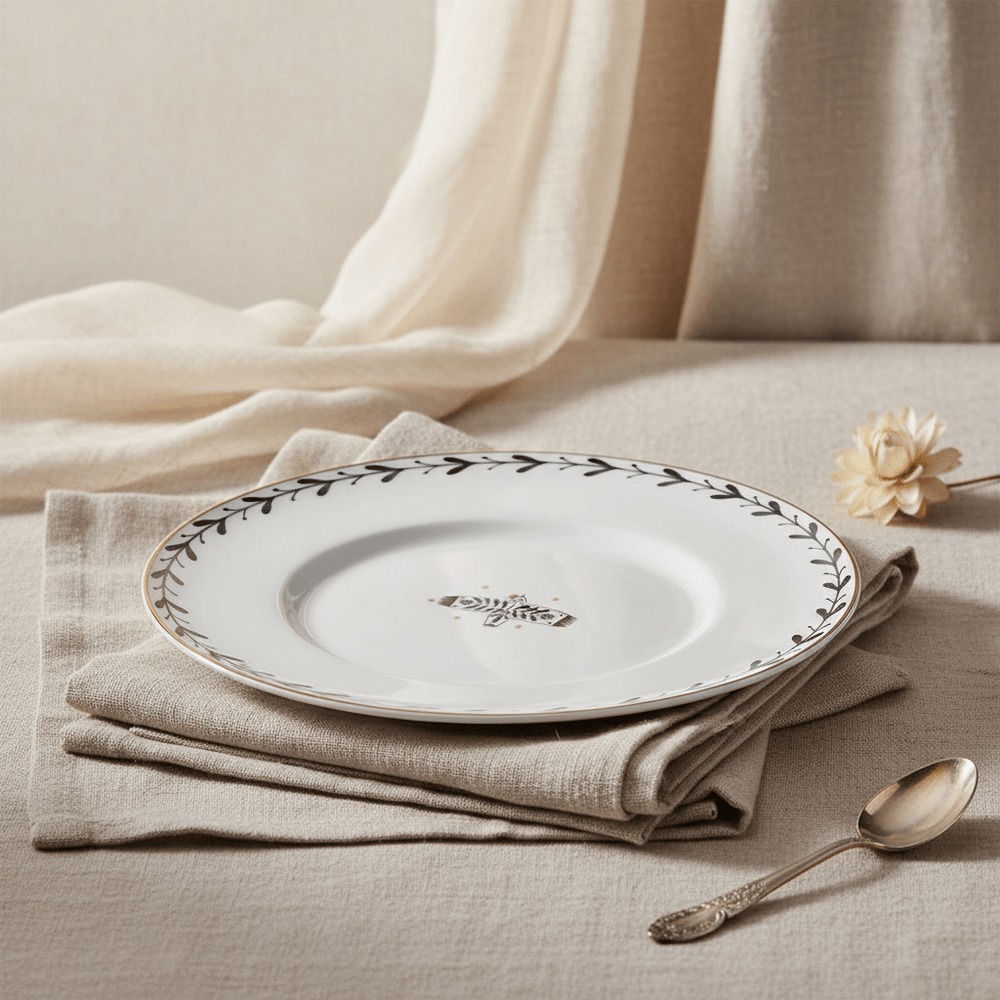 <strong>Emsan Artisan</strong></br> <i>Kagetallerkensæt</i> </br>Hvid/Sort porcelæn i 2 dele 21 cm - Løven Home
