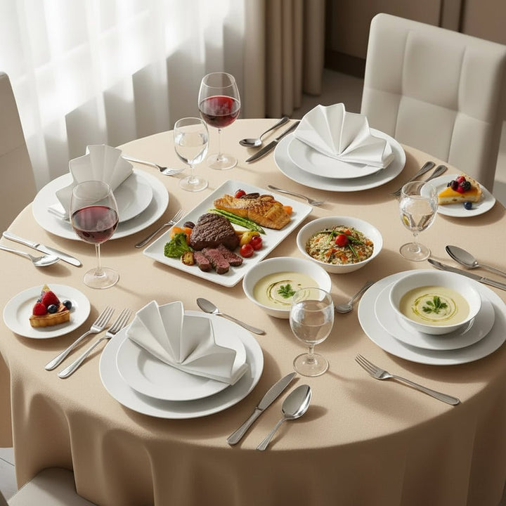 <strong>Rose Bianco Classico</strong></br> <i>Tallerkensæt</i> </br>Hvid porcelæn 24 dele 6 Pers. - Løven Home