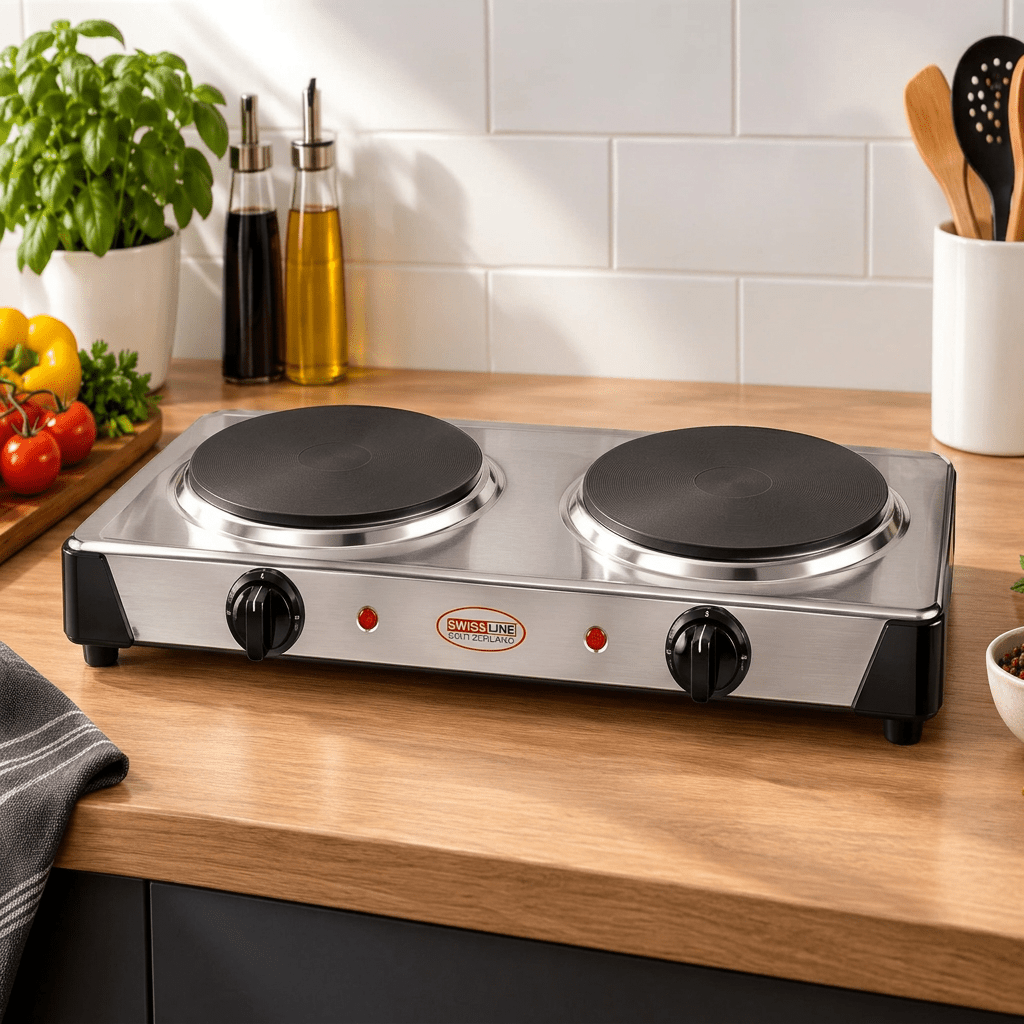 Swiss Line - Dobbelt Kogeplade – 2500 W - Løven Home