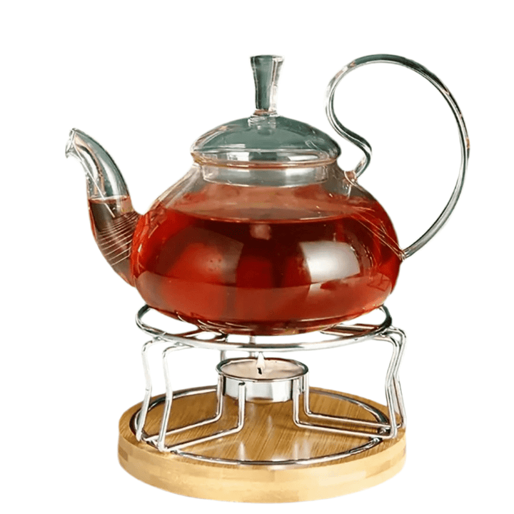 Tekandevarmer til Fyrfadslys Rustfrit Stål/Bambus - Løven Home