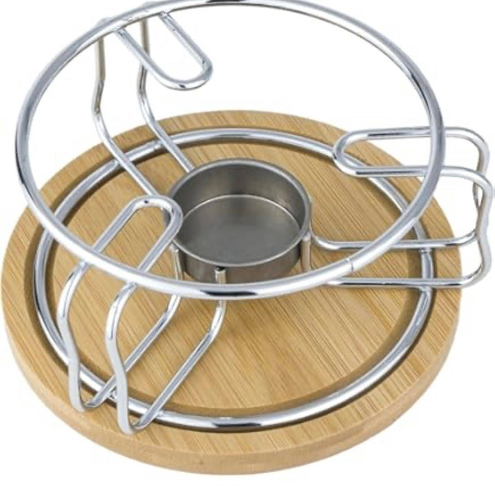 Tekandevarmer til Fyrfadslys Rustfrit Stål/Bambus - Løven Home