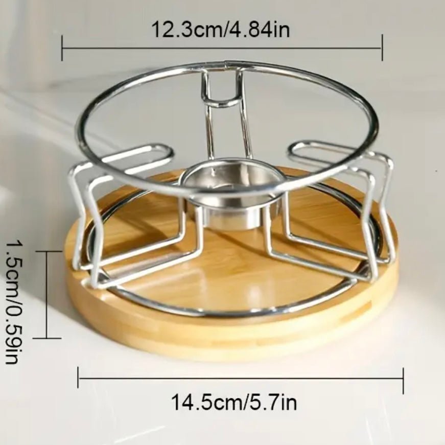 Tekandevarmer til Fyrfadslys Rustfrit Stål/Bambus - Løven Home