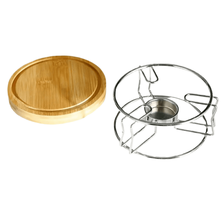 Tekandevarmer til Fyrfadslys Rustfrit Stål/Bambus - Løven Home