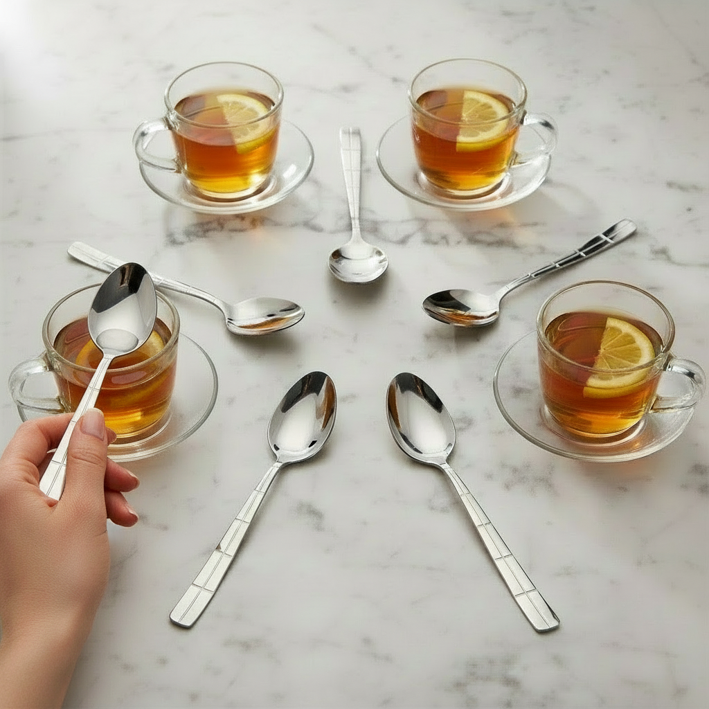 Akkaya Mønstret Teskesæt 6 stk. - Rustfrit Stål