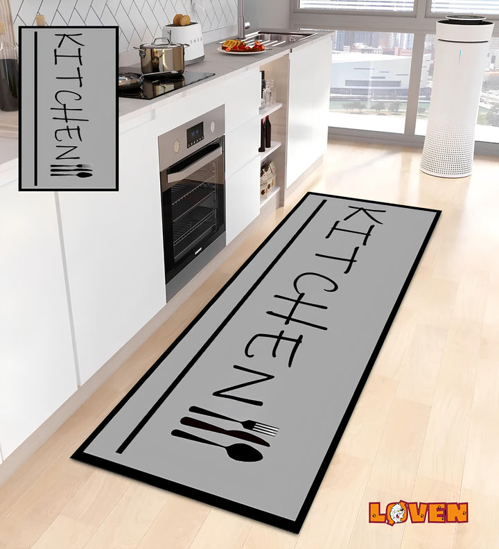 Løven Vaskbart Tæppe - Kitchen 021 Grå