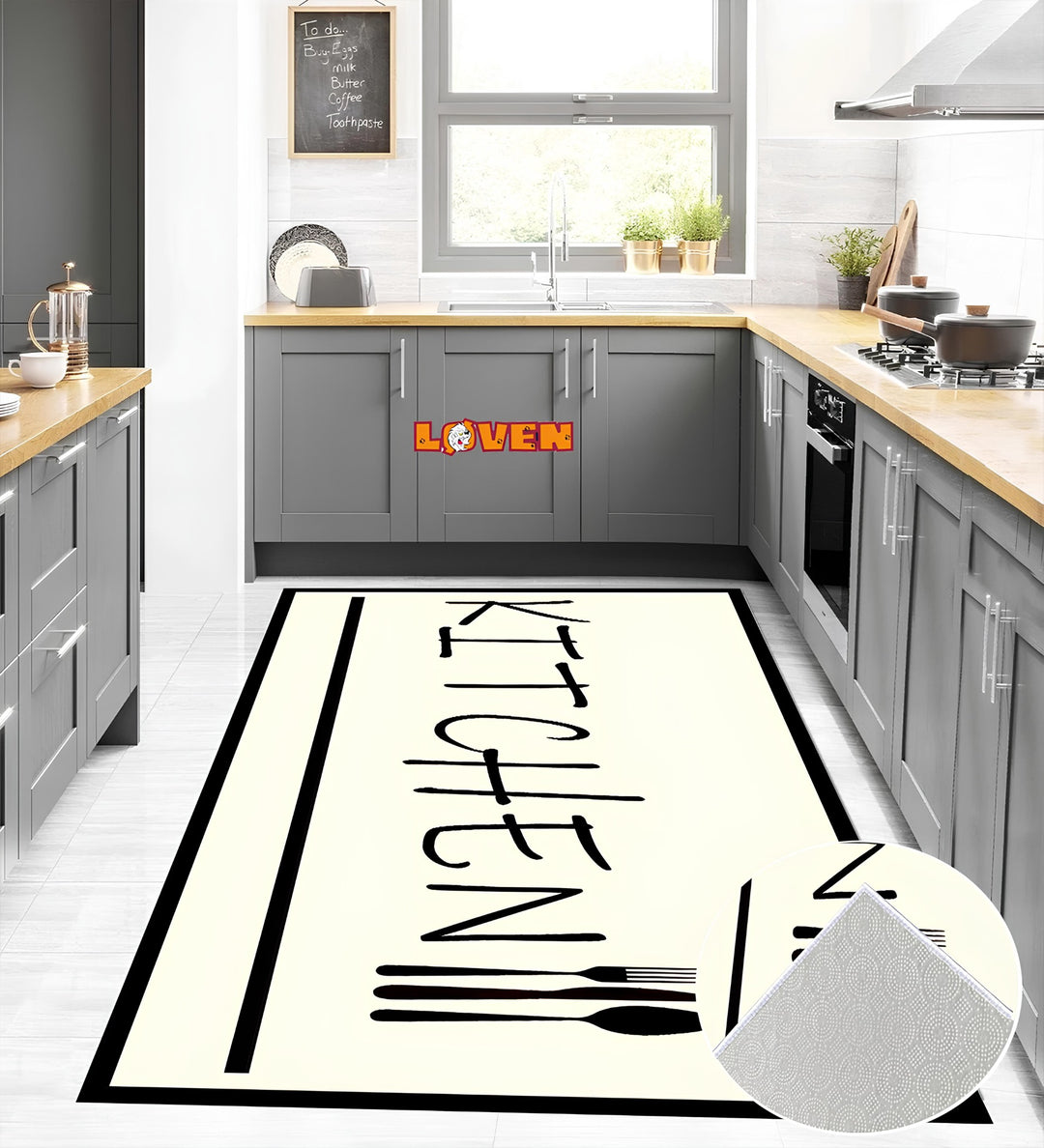 Løven Vaskbart Tæppe - Kitchen 022 Cream