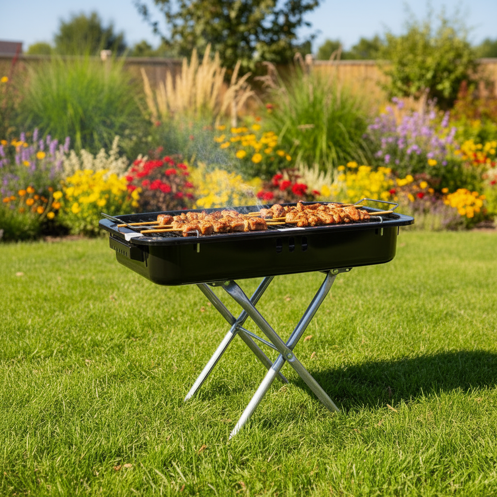 Transportabel BBQ Kulgrill - 55x32 cm - Sort - Løven Home