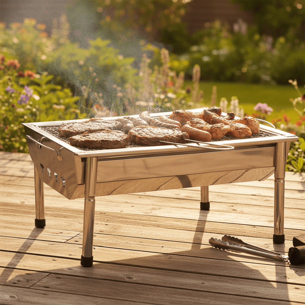 Transportabel BBQ Kulgrill m/justerbare ben - 40x28 cm - Aluminium - Løven Home