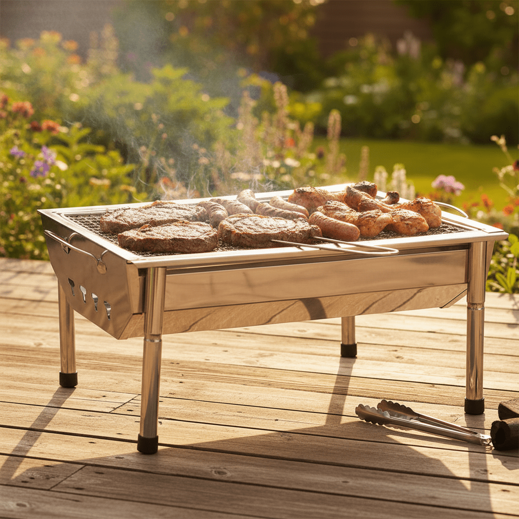 Transportabel BBQ Kulgrill m/justerbare ben - 40x28 cm - Aluminium - Løven Home