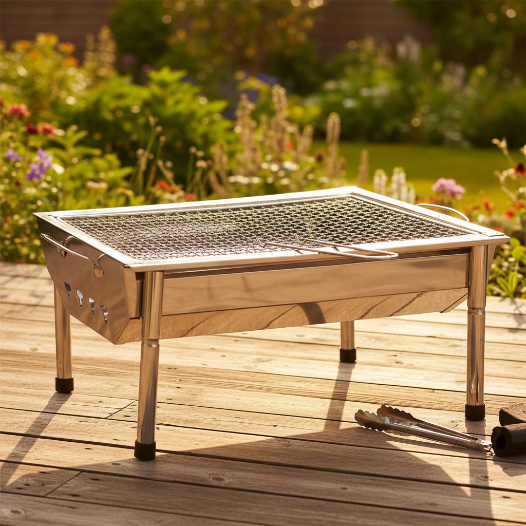 Transportabel BBQ Kulgrill m/justerbare ben - 40x28 cm - Aluminium - Løven Home
