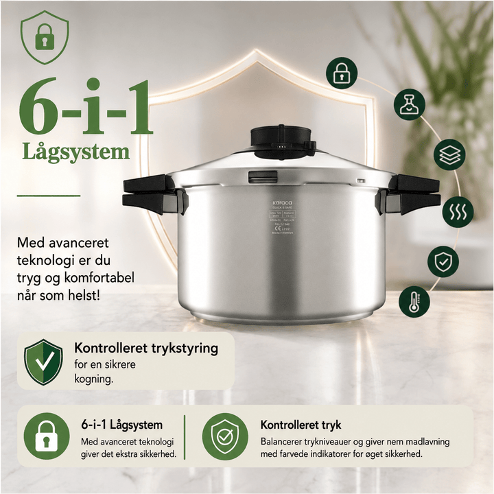 Trykkoger i rustfrit stål Karaca Quick &amp; Safe – 7 liter - Løven Home