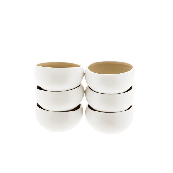 Wave Cream dipskåle i porcelæn (6 stk.) - Løven Home