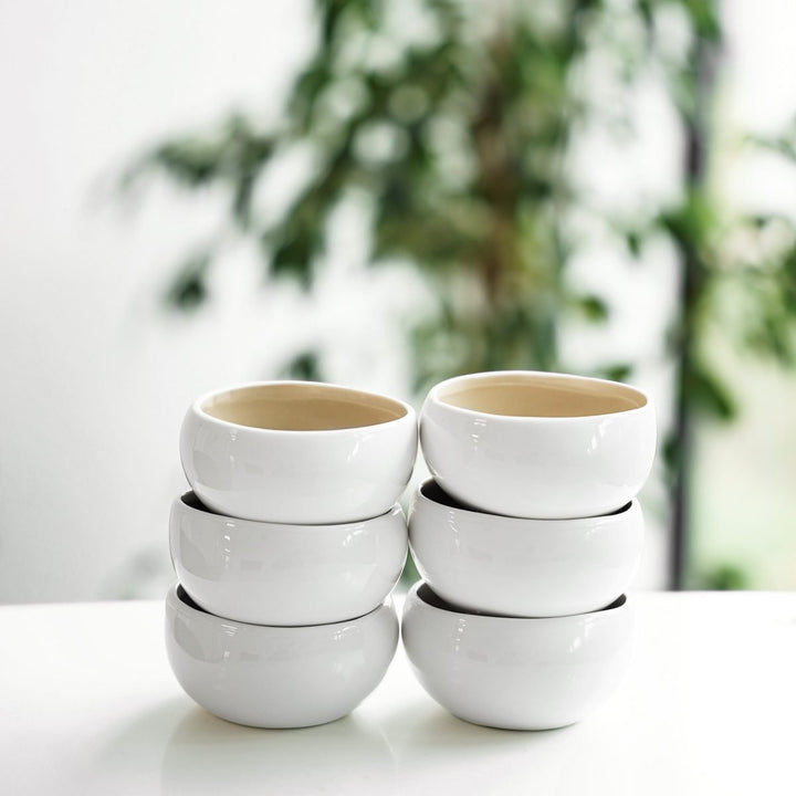 Wave Cream dipskåle i porcelæn (6 stk.) - Løven Home