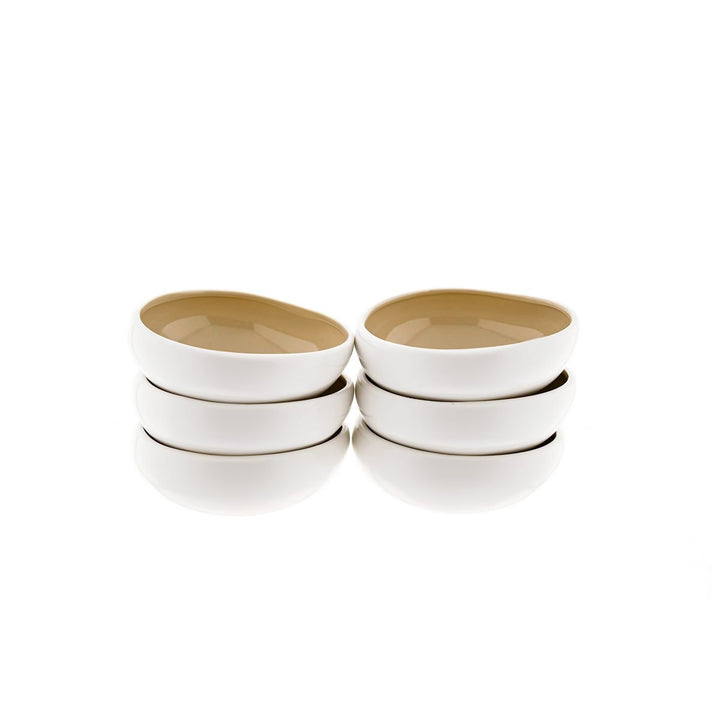 Wave Cream müsliskåle i porcelæn 6 stk. - 12 x 4,5 cm - Løven Home
