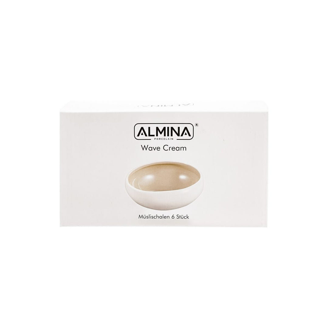 Wave Cream müsliskåle i porcelæn 6 stk. - 12 x 4,5 cm - Løven Home