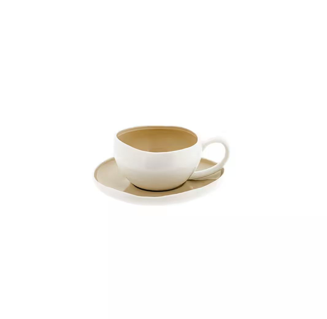 Wave Cream porcelæn underkopper - 6 stk. fra Almina - Løven Home
