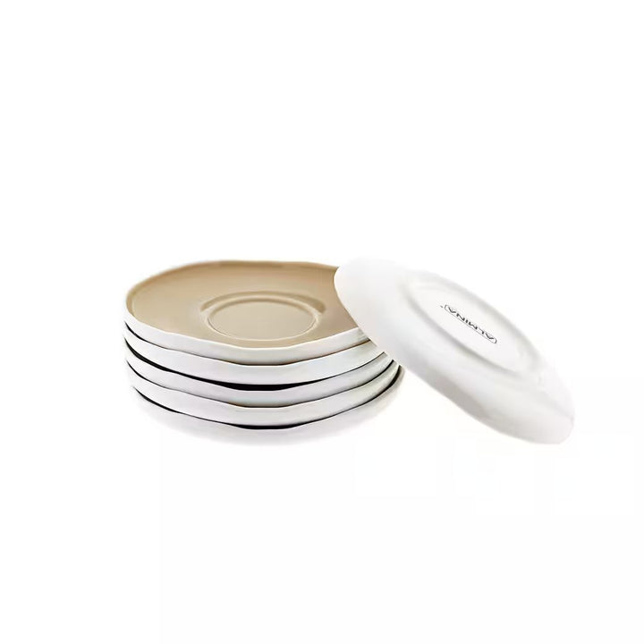 Wave Cream porcelæn underkopper - 6 stk. fra Almina - Løven Home