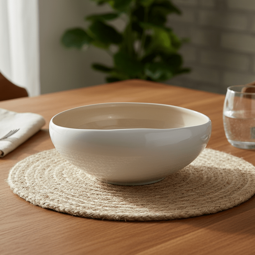 Wave Cream serveringsskål i porcelæn (23 x 8 cm) - Løven Home