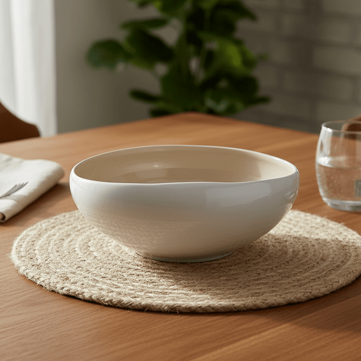 Wave Cream serveringsskål i porcelæn (23 x 8 cm) - Løven Home