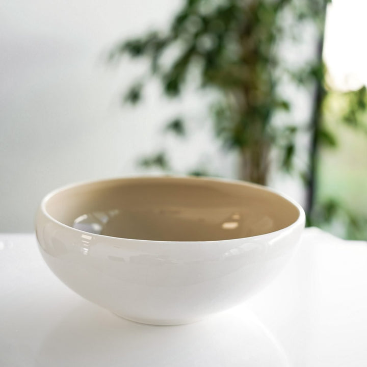 Wave Cream serveringsskål i porcelæn (23 x 8 cm) - Løven Home