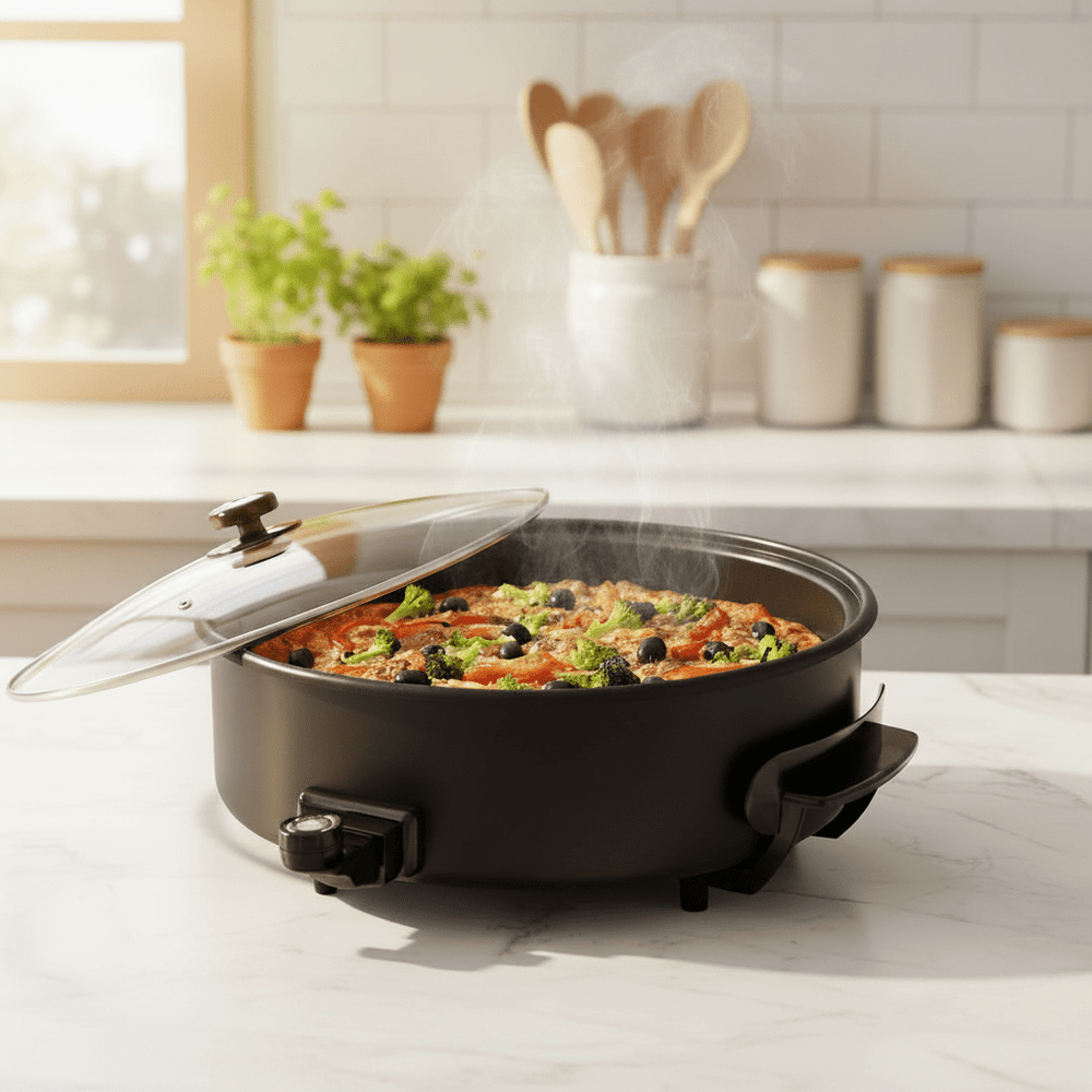Weissberg Home - Elektrisk Multifunktionel pizzaovn/pizzapande - Ø42 x 9 cm | 1500W - Løven Home
