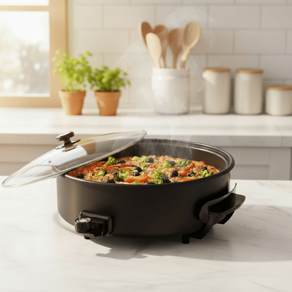 Weissberg Home - Elektrisk Multifunktionel pizzaovn/pizzapande - Ø42 x 9 cm | 1500W - Løven Home
