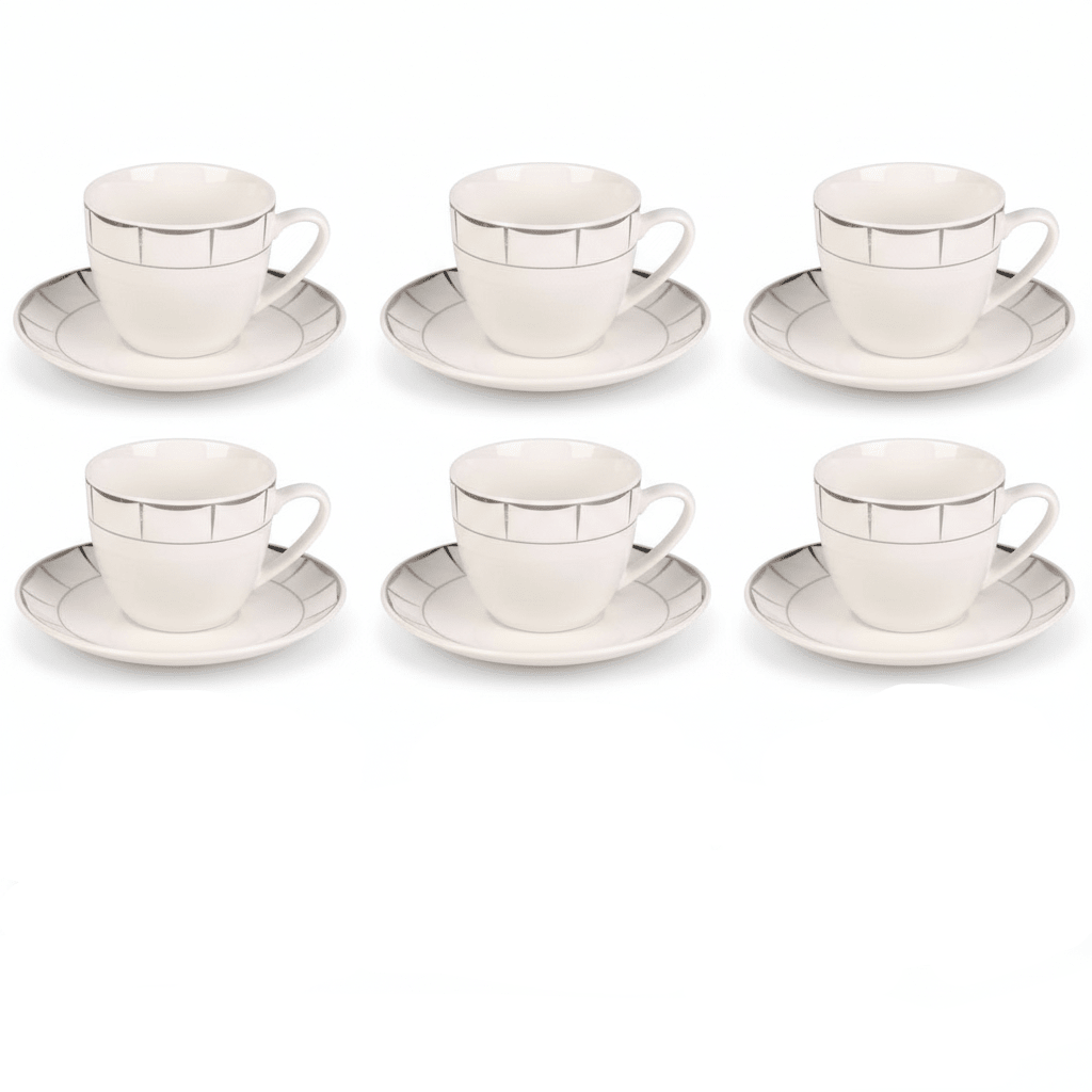 Weissberg Home Kaffekoppesæt 12 dele | Hvid/Sølv - Løven Home