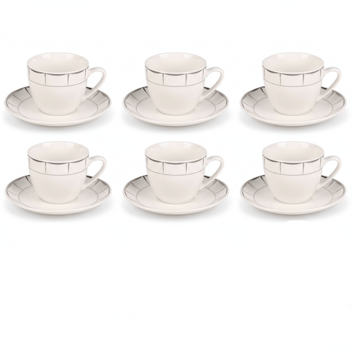 Weissberg Home Kaffekoppesæt 12 dele | Hvid/Sølv - Løven Home