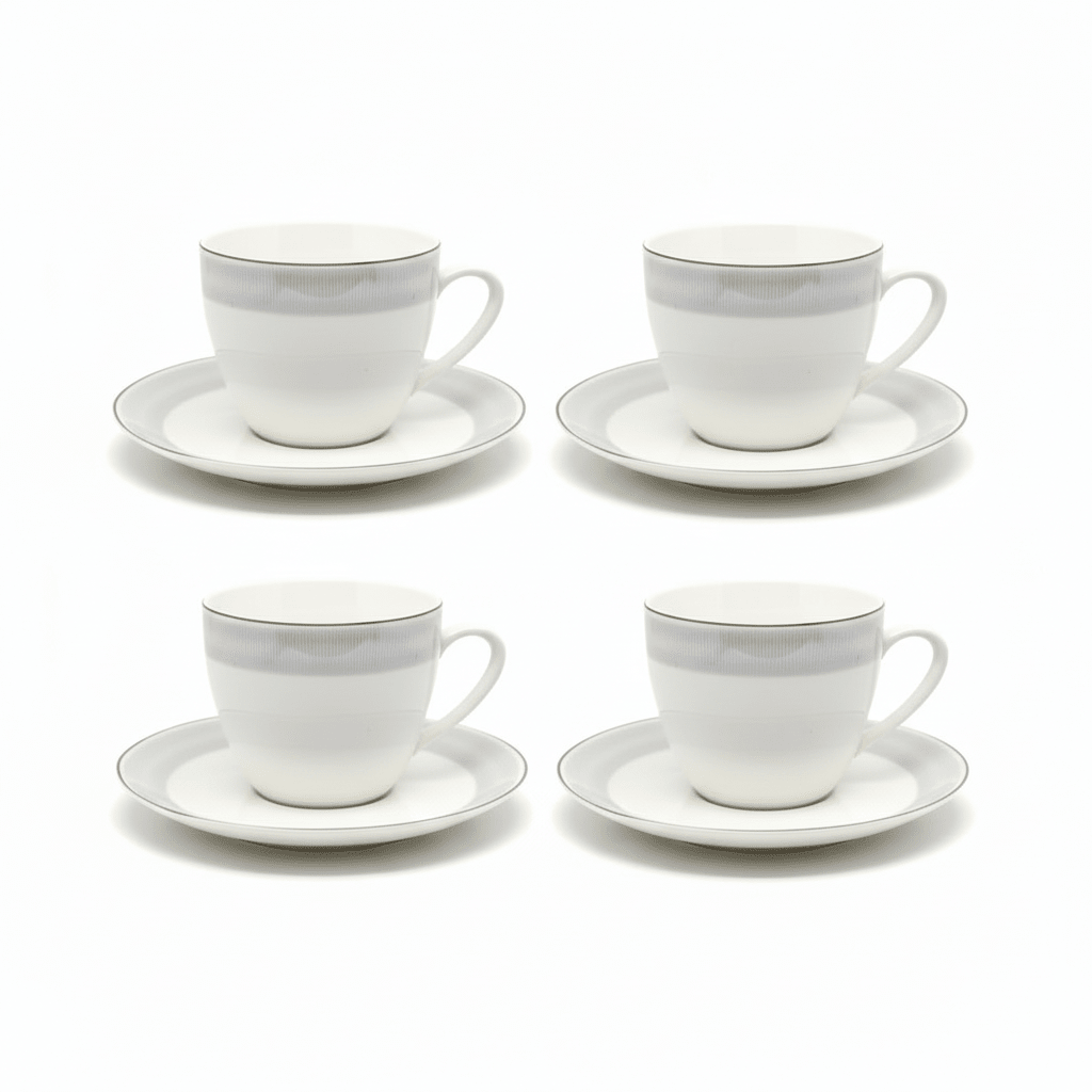 Weissberg Home Kaffekoppesæt 12 dele | Hvid/Sølv/Blå - Stribet - Løven Home