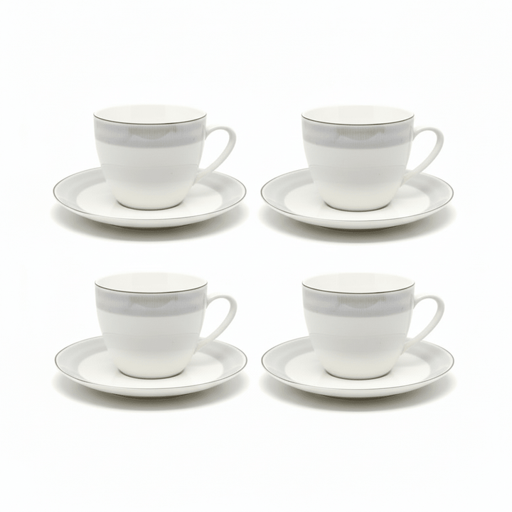 Weissberg Home Kaffekoppesæt 12 dele | Hvid/Sølv/Blå - Stribet - Løven Home