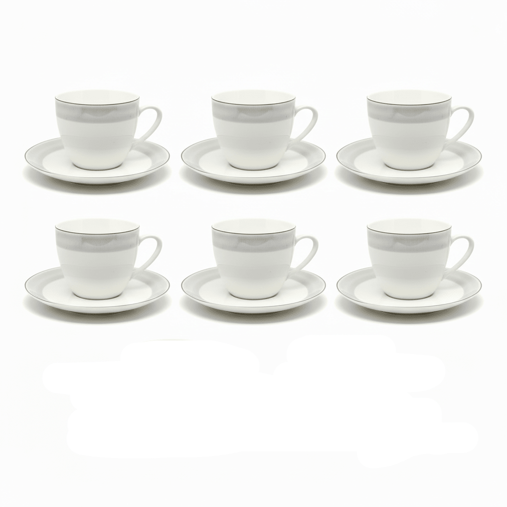 Weissberg Home Kaffekoppesæt 12 dele | Hvid/Sølv/Blå - Stribet - Løven Home