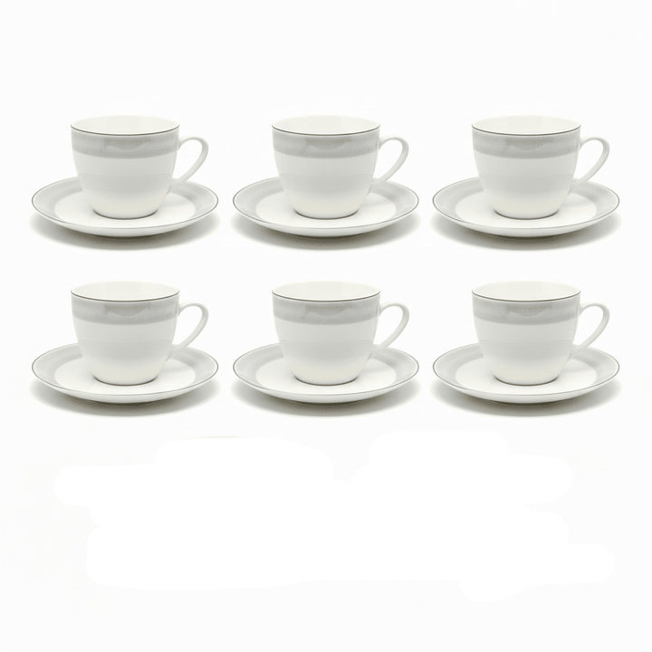 Weissberg Home Kaffekoppesæt 12 dele | Hvid/Sølv/Blå - Stribet - Løven Home