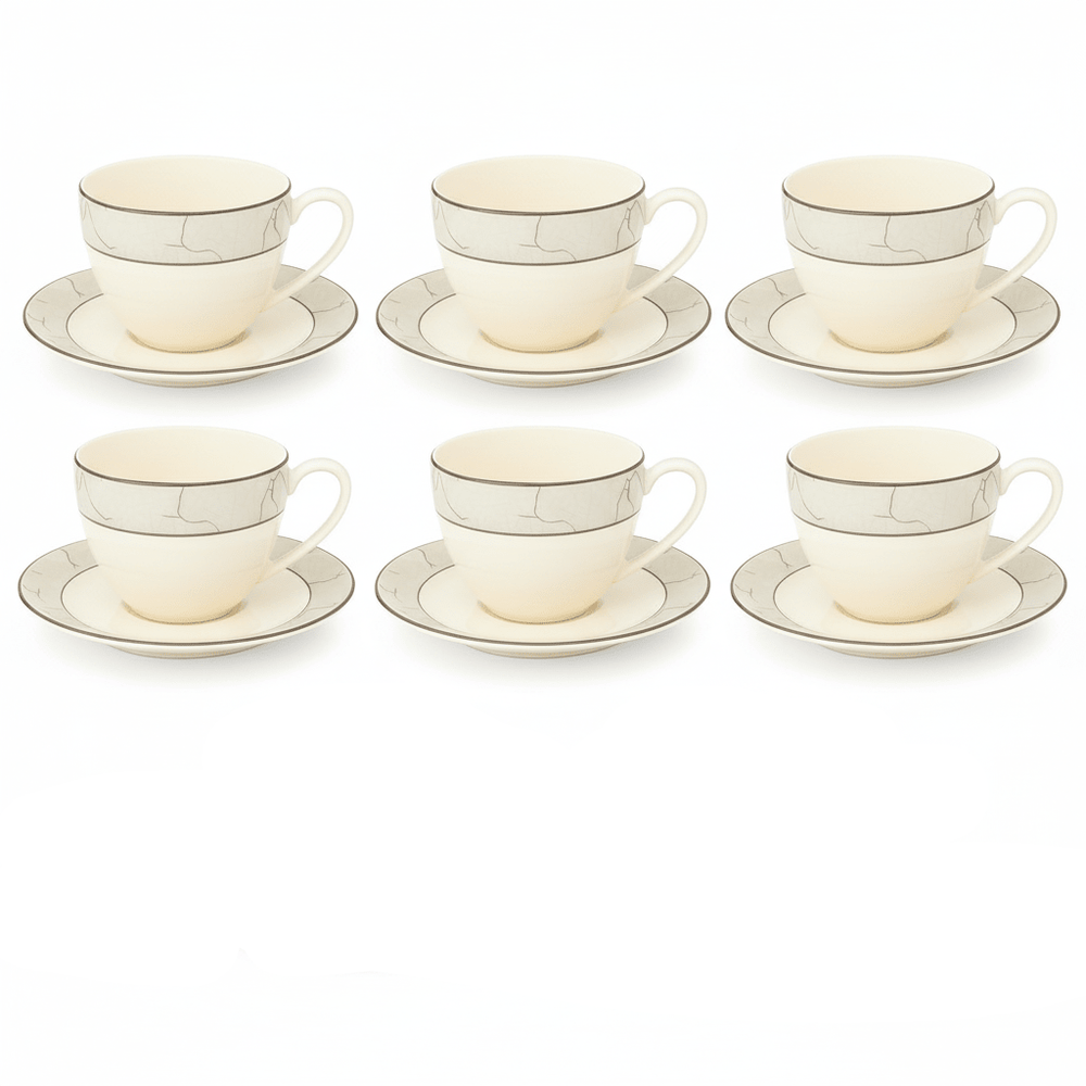 Weissberg Home Kaffekoppesæt 12 dele | Hvid/Sølv/Grå - Løven Home