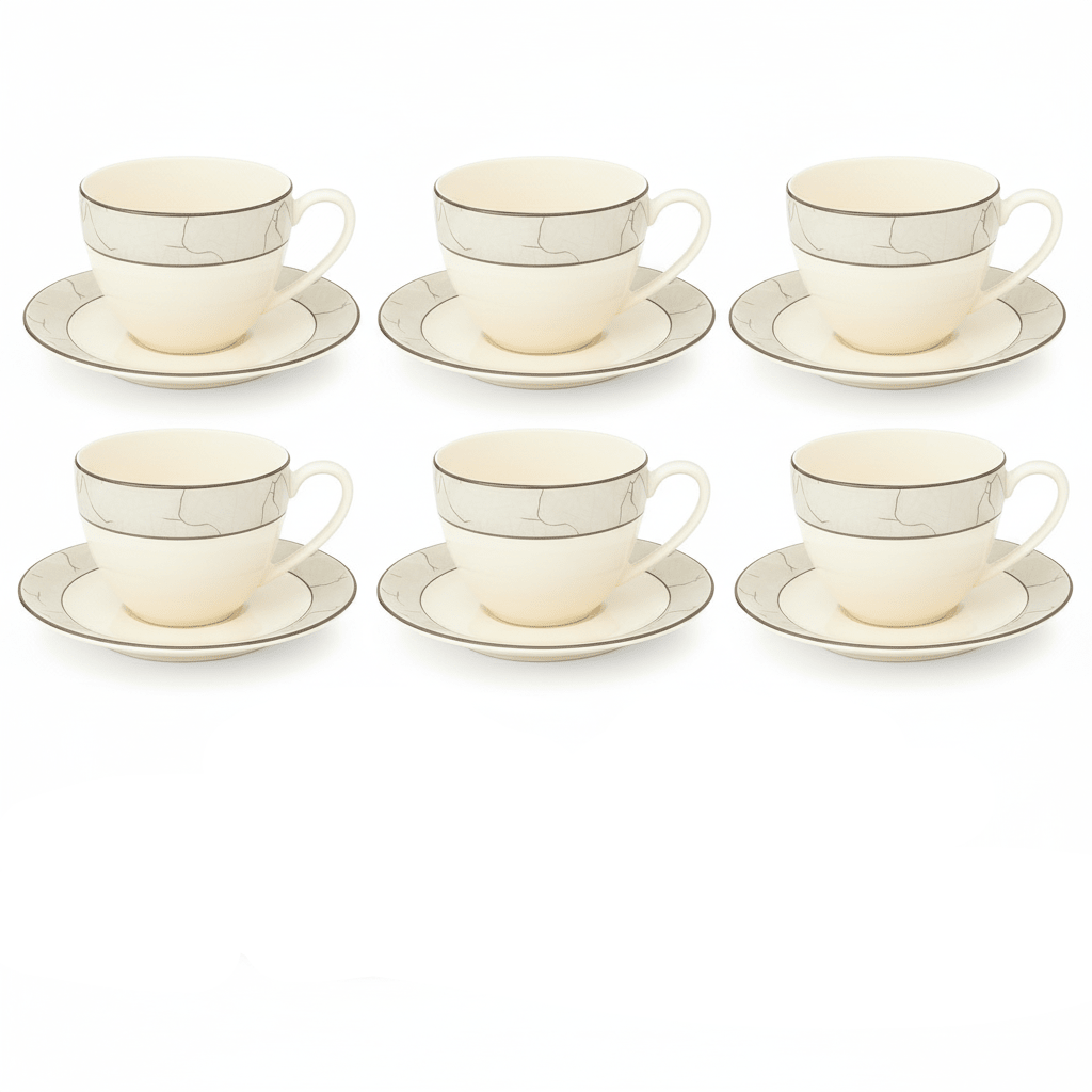 Weissberg Home Kaffekoppesæt 12 dele | Hvid/Sølv/Grå - Løven Home