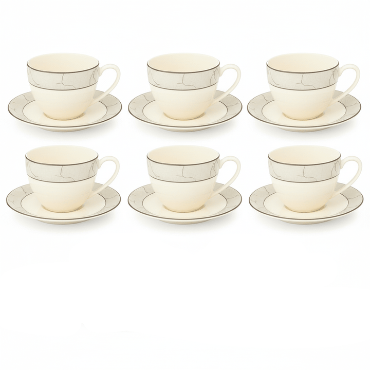 Weissberg Home Kaffekoppesæt 12 dele | Hvid/Sølv/Grå - Løven Home