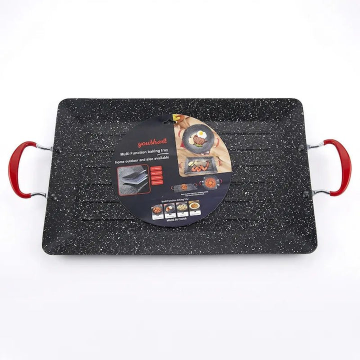 YouLikeIt - Non stick grillpande - 42 x 27 cm | Granitbelægning | Sort/rød - Løven Home
