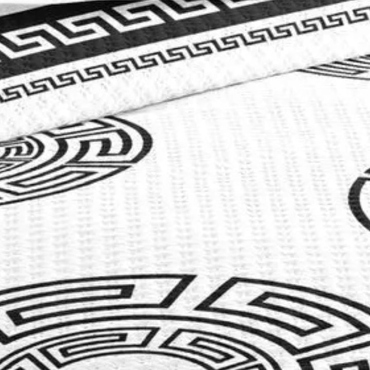 Zellerfeld Sengetæppe Sæt 3 Dele | 220x240 cm | Marineblå/Sort/Hvid - Løven Home