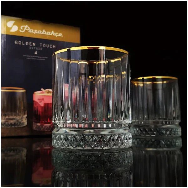 Drikkeglassæt m/Guldkant 4 stk. 355 ml. - Pasabahce Golden Touch Elysia - Løven Home
