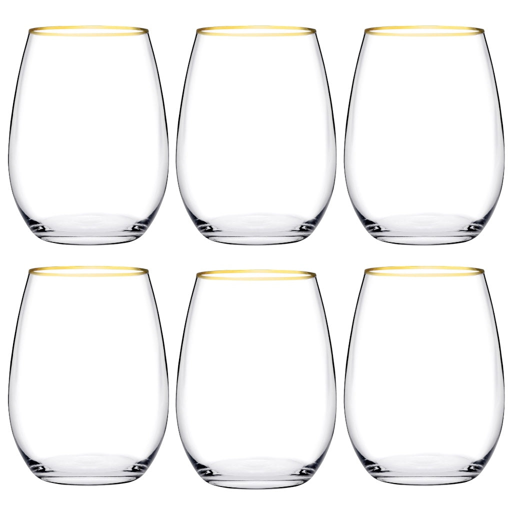 Glas sæt med 6 glas - Amber Sæt fra Pasabahce Golden Touch - - Løven Home