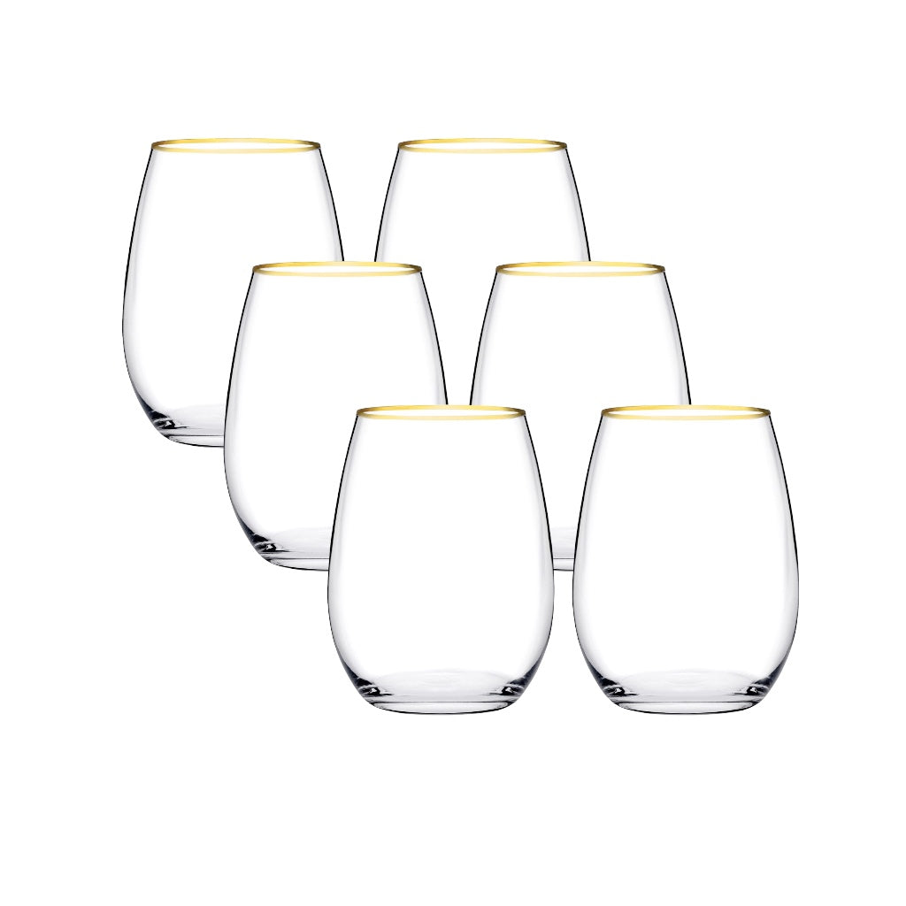 Glas sæt med 6 glas - Amber Sæt fra Pasabahce Golden Touch - - Løven Home