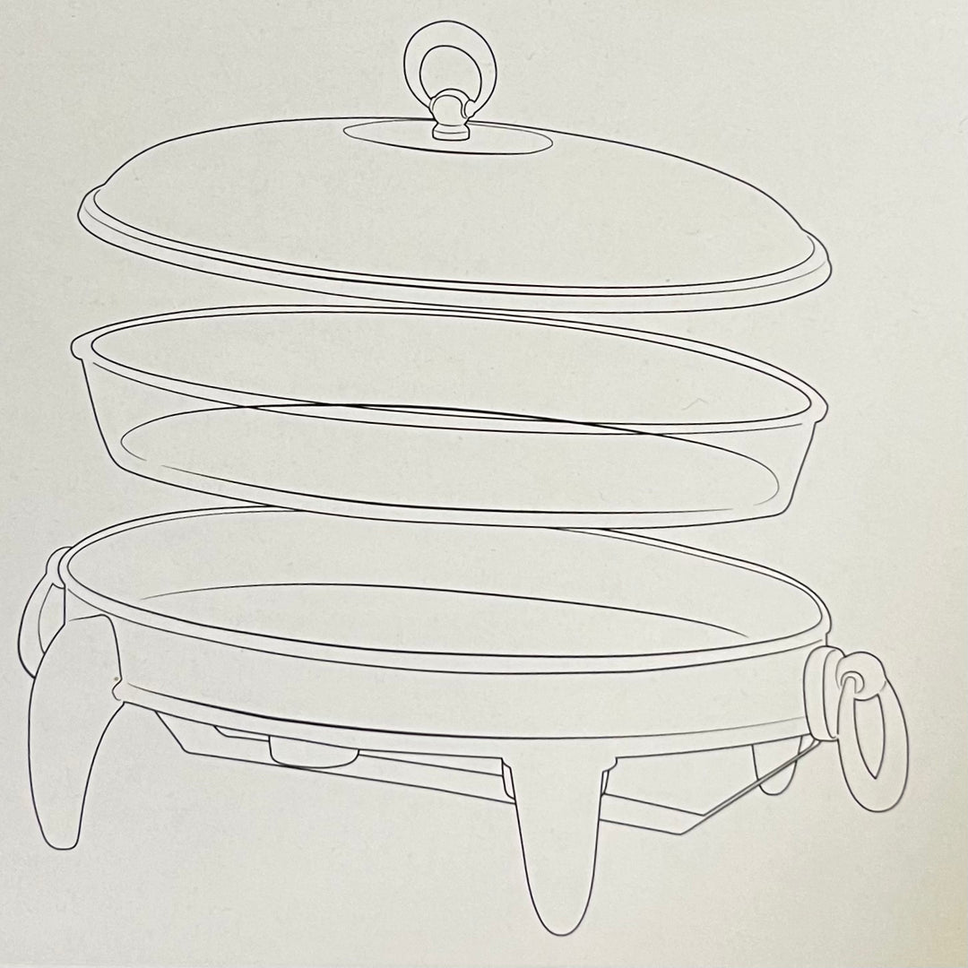 Rustfrit Stål Madvarmer/Fyrfadesæt 3 Dele | 2 L | Oval | Sølv/Guld | Rechaud Calef