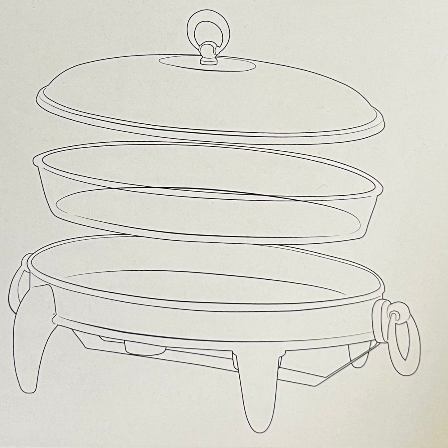 Rustfrit Stål Madvarmer/Fyrfadesæt 3 Dele | 2 L | Oval | Sølv/Guld | Rechaud Calef