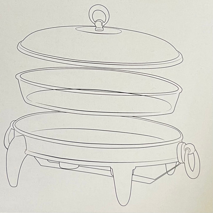 Rustfrit Stål Madvarmer/Fyrfadesæt 3 Dele | 2 L | Oval | Sølv/Guld | Rechaud Calef