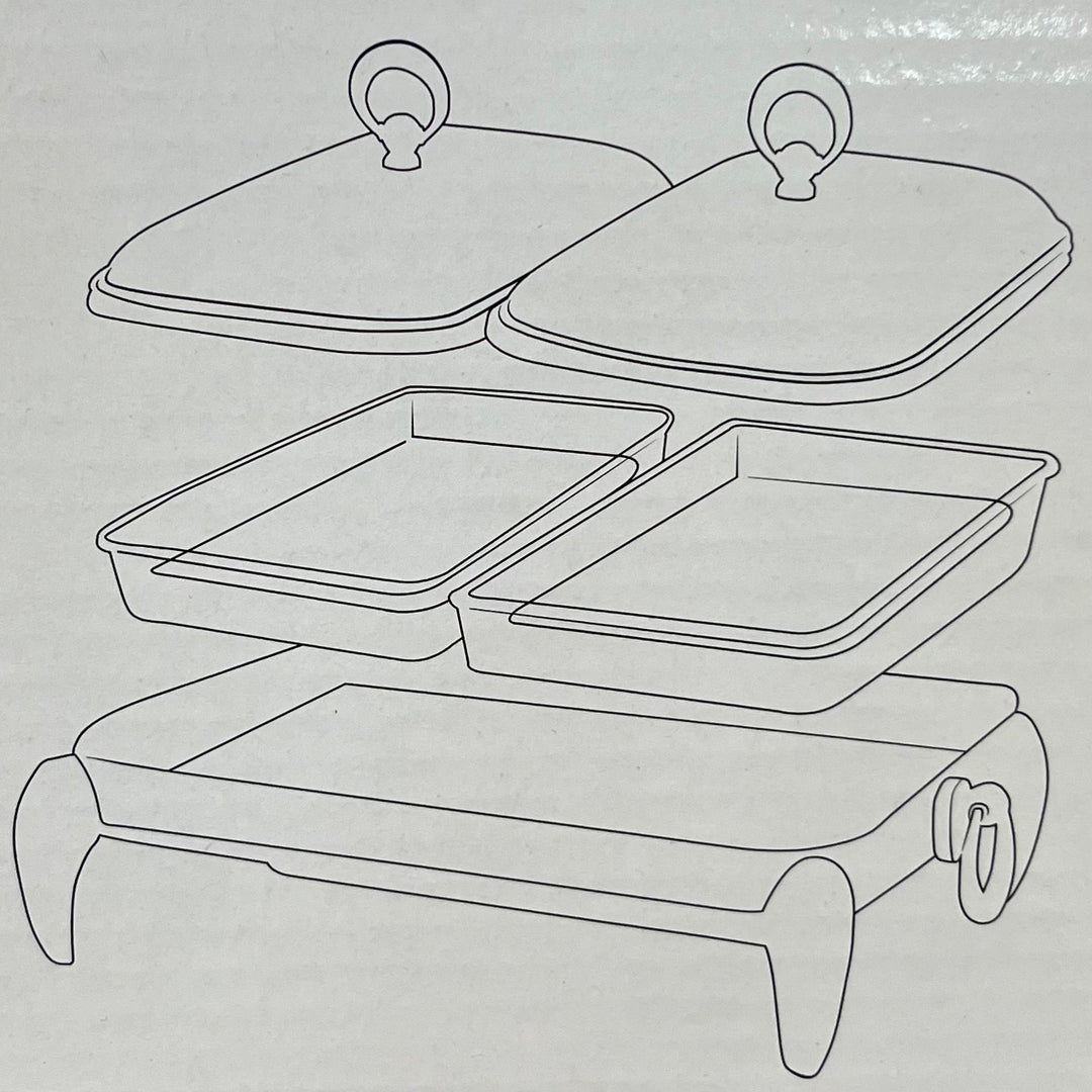 Rustfrit Stål Madvarmer/Fyrfadesæt 3 Dele | 3 L | Rektangulær | Sølv/Guld | Rechaud Calef
